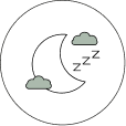 [Icono de luna y estrellas para descanso reparador]